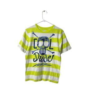 Gap Kids "Cool Dude" Yellow & White Striped T-Shirt XXL (14-16) 100% Cotton
